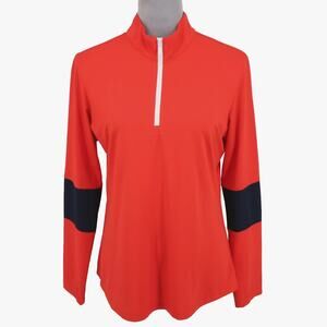 GG blue Womens Large Red Orange Exercise Top Quarter Zip Mock Neck Exercise Gym
